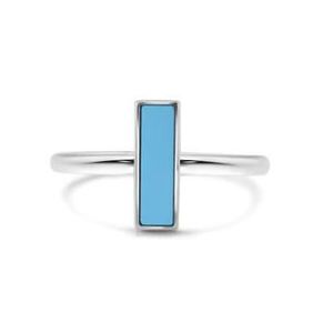 New! Sterling Silver Rectangular Turquoise Ring Size 8