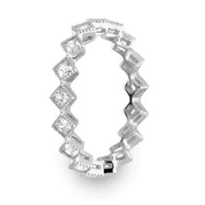 New! Sterling Silver Princess Cut CZ Eternity Band Size 8
