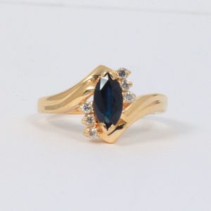  14k Yellow Gold Marq. Sapphire & Diamond Ring
