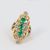  14k Yellow Gold Vintage Design Triple Oval Emerald & Diamond Ring