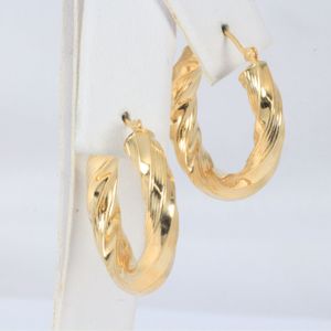  14k Yellow Gold Textured Hoop Earrings