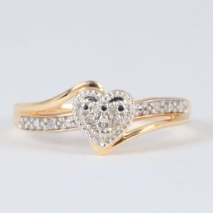  10k Yellow Gold Pave Heart Ring