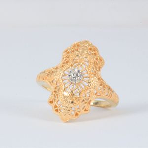  14k Yellow Gold Vintage Reproduction Filigree Diamond Ring