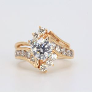  14k Gold 2pc 1.51ct Lab Grown Center with Diamond Accented Sides Bridal Set